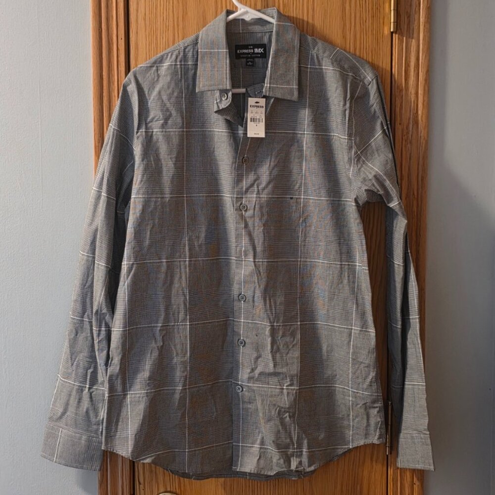 Express NWT Grey Dress Shirt Men's Medium — Brand New With Tags